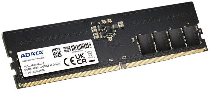 Купить ADATA 16ГБ DDR5 4800МГц DIMM CL40 single rank (AD5U480016G-S) (РСТ)