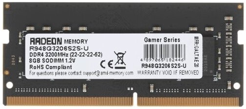  AMD Radeon R9 Gamer 8 DDR4 3200 SODIMM CL22 (R948G3206S2S-U) ()