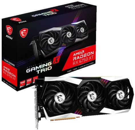  MSI PCI-E 4.0 RX 6750 XT GAMING X TRIO 12G AMD Radeon RX 6750XT 12288Mb 192 GDDR6 2554/18000 HDMIx1 DPx3 HDCP Ret ()