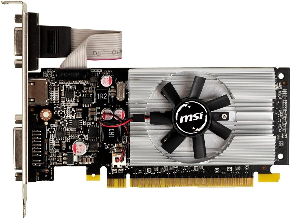  MSI PCI-E N210-1GD3/LP NVIDIA GeForce 210 1024Mb 64 DDR3 460/800 DVIx1 HDMIx1 CRTx1 Ret low profile ()